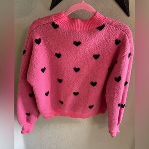 Hot pink super cute thick heart sweater like new